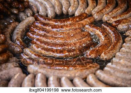 Sausages on a grill, bratwursts, Montmartre, Paris, Ile-de-France, France, Europe View Large Photo Image Stock Photo - Sausages on a grill, bratwursts, Montmartre, Paris, Ile-de-France, France, Europe. Fotosearch
