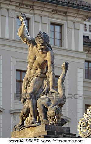 Sculpture, main entrance, Prague Castle, Prague, Czech Republic, Europe View Large Photo Image Stock Photo - Sculpture, main entrance, Prague Castle, Prague, Czech Republic, Europe. Fotosearch