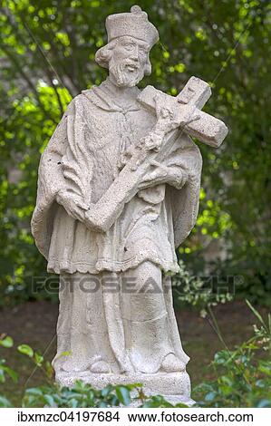 Sculpture of St. Nepomuk, born as Johannes Welflin, ca. 1350 -1393, Konigsberg in Bayern, Lower Franconia, Bavaria, Germany, Europe View Large Photo Image Picture - Sculpture of St. Nepomuk, born as Johannes Welflin, ca. 1350 -1393, Konigsberg in Bayern, Lower Franconia, Bavaria, Germany, Europe. Fotosearch