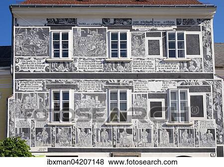 Sgraffito house, Weitra, Waldviertel, Lower Austria, Austria, Europe View Large Photo Image Stock Photo - Sgraffito house, Weitra, Waldviertel, Lower Austria, Austria, Europe. Fotosearch