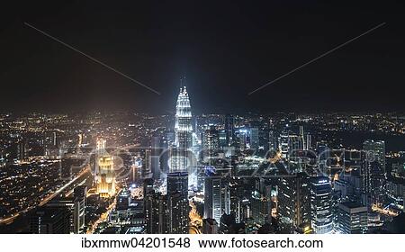 Skyline at night, Petronas Towers, Kuala Lumpur, Malaysia, Asia View Large Photo Image Stock Photo - Skyline at night, Petronas Towers, Kuala Lumpur, Malaysia, Asia. Fotosearch