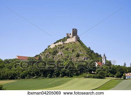 Staatz castle ruins and St Martin's Church, Staatz, Weinviertel, Lower Austria, Austria, Europe View Large Photo Image Stock Photo - Staatz castle ruins and St Martin's Church, Staatz, Weinviertel, Lower Austria, Austria, Europe. Fotosearch