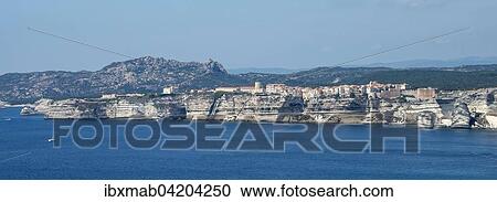 Stock Image - Steep coast, chalk cliffs, Bonifacio, Corsica, France, Europe. Fotosearch