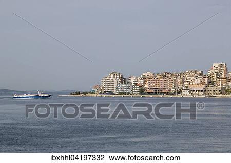 Stock Image - The bay of Saranda or Sarande, Albania, Europe. Fotosearch