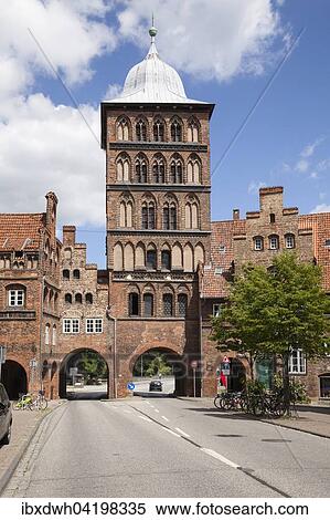 The late Gothic era castle gate, Lubeck, Hanseatic City, Schleswig-Holstein, Germany, Europe View Large Photo Image Stock Photography - The late Gothic era castle gate, Lubeck, Hanseatic City, Schleswig-Holstein, Germany, Europe. Fotosearch