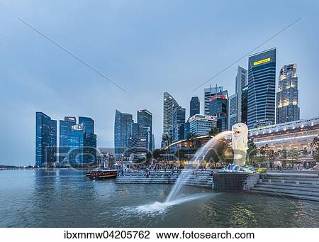 The Merlion, symbol of the city of Singapore, city center skyline, financial center, Finance District, Singapore river, Singapore, Asia View Large Photo Image Stock Image - The Merlion, symbol of the city of Singapore, city center skyline, financial center, Finance District, Singapore river, Singapore, Asia. Fotosearch