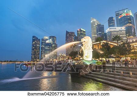 The Merlion, symbol of the city of Singapore, city center skyline, financial center, Finance District, Singapore river, Singapore, Asia View Large Photo Image Stock Photography - The Merlion, symbol of the city of Singapore, city center skyline, financial center, Finance District, Singapore river, Singapore, Asia. Fotosearch