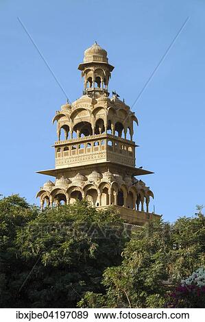 Tower of Mandir Palace Hotel, Royal Palace, Jaisalmer, Rajasthan, India, Asia View Large Photo Image Stock Photo - Tower of Mandir Palace Hotel, Royal Palace, Jaisalmer, Rajasthan, India, Asia. Fotosearch