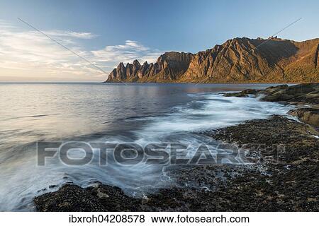 Stock Photo - Tungeneset, Devil's Teeth, Okshornan mountain range, Senja, Troms, Norway, Europe. Fotosearch