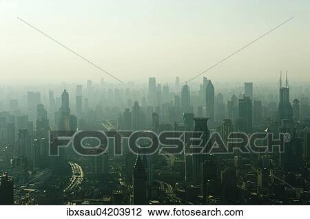 View from Jin Mao Tower to skyscrapers in haze, Huangpu River, Pudtog, Shanghai, China, Asia View Large Photo Image Stock Image - View from Jin Mao Tower to skyscrapers in haze, Huangpu River, Pudtog, Shanghai, China, Asia. Fotosearch