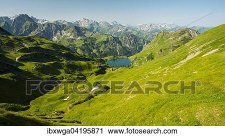 View from the Zeigersattel to Seealpsee lake, Hofats 2259m rear left, Allgau Alps, Allgau, Bavaria, Germany, Europe View Large Photo Image Stock Image - View from the Zeigersattel to Seealpsee lake, Hofats 2259m rear left, Allgau Alps, Allgau, Bavaria, Germany, Europe. Fotosearch