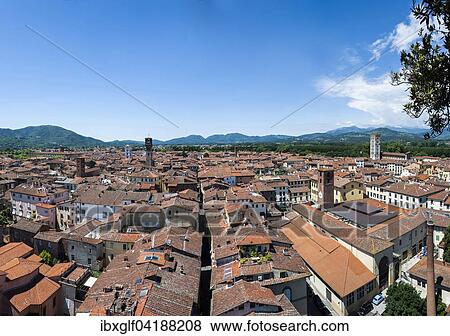 View of Lucca from Torre Guingi, Lucca, Tuscany, Italy, Europe View Large Photo Image Stock Photo - View of Lucca from Torre Guingi, Lucca, Tuscany, Italy, Europe. Fotosearch