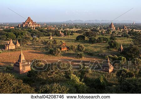 View of pagodas, temples, pagodas field, evening light, Bagan, Mandalay Division, Myanmar, Asia View Large Photo Image Stock Photograph - View of pagodas, temples, pagodas field, evening light, Bagan, Mandalay Division, Myanmar, Asia. Fotosearch