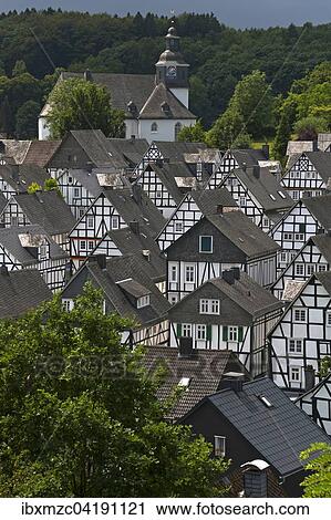 View of the Alter Flecken, half-timbered houses from the 17th century, in the historic center of Freudenberg, North Rhine-Westphalia, Germany, Europe View Large Photo Image Stock Image - View of the Alter Flecken, half-timbered houses from the 17th century, in the historic center of Freudenberg, North Rhine-Westphalia, Germany, Europe. Fotosearch