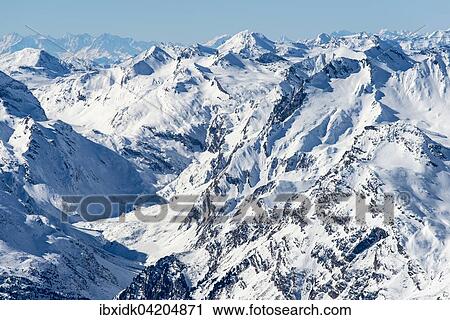Stock Image - View of the Oberhalbstein Alps with Piz Duan, Gletscherhorn, Pizz Gallagiun, Swiss Alps, Corvatsch, Engadin, Canton of Graubunden, Switzerland, Europe. Fotosearch