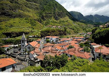 Stock Image - View of the picturesque village of Sao Vicente, Madeira, Portugal, Europe. Fotosearch