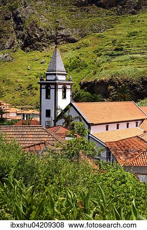 Stock Photo - View of the picturesque village of Sao Vicente, Madeira, Portugal, Europe. Fotosearch
