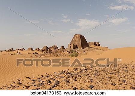 View onto the black Pyramids of Meroe, Nubian Desert, Nubia, Nahr an-Nil, Sudan, Africa View Large Photo Image Stock Image - View onto the black Pyramids of Meroe, Nubian Desert, Nubia, Nahr an-Nil, Sudan, Africa. Fotosearch