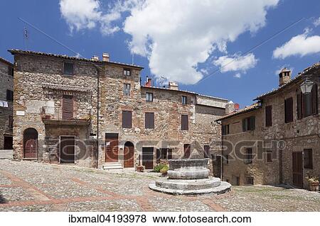 Village square, Castiglione d'Orcia, Tuscany, Province of Siena, Italy, Europe View Large Photo Image Stock Photo - Village square, Castiglione d'Orcia, Tuscany, Province of Siena, Italy, Europe. Fotosearch