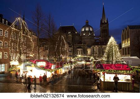 Aachen Christmas market and City Hall at night, Aachen, North Rhine-Westphalia, Germany, Europe View Large Photo Image Picture - Aachen Christmas market and City Hall at night, Aachen, North Rhine-Westphalia, Germany, Europe. Fotosearch