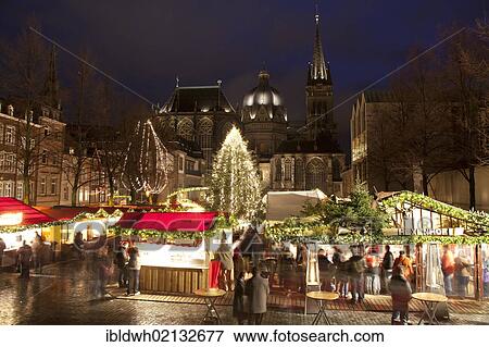 Aachen Christmas market with Aachen Cathedral at night, Aachen, North Rhine-Westphalia, Germany, Europe View Large Photo Image Stock Photo - Aachen Christmas market with Aachen Cathedral at night, Aachen, North Rhine-Westphalia, Germany, Europe. Fotosearch