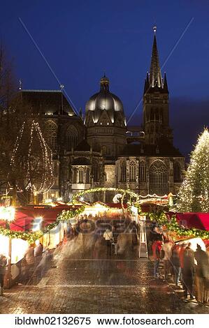 Aachen Christmas market with Aachen Cathedral at night, Aachen, North Rhine-Westphalia, Germany, Europe View Large Photo Image Stock Photography - Aachen Christmas market with Aachen Cathedral at night, Aachen, North Rhine-Westphalia, Germany, Europe. Fotosearch