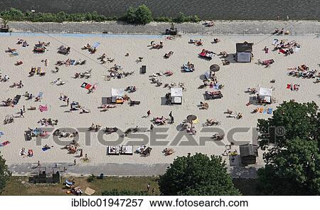 Stock Photo - Aerial view, Suedsee-Paradies Essen, Seaside Beach Baldeney, Lake Baldeney, Essen, Ruhr area, North Rhine-Westphalia, Germany, Europe. Fotosearch