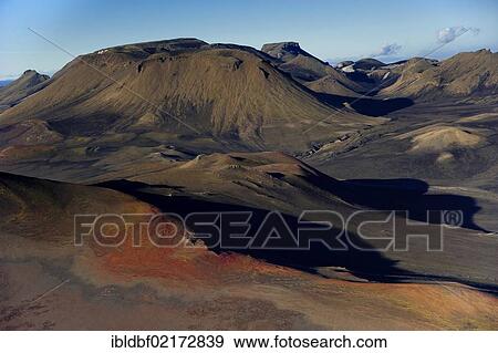 Aerial view, volcanic landscape near Landmannalaugar, Highlands, Iceland, Europe View Large Photo Image Stock Photo - Aerial view, volcanic landscape near Landmannalaugar, Highlands, Iceland, Europe. Fotosearch
