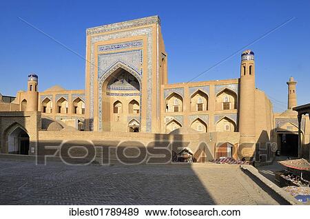 Allaquli Khan Madrassah, historic adobe district of Khiva, Chiva, Ichan Kala, Silk Road, Unesco World Heritage Site, Uzbekistan, Central Asia, Asia View Large Photo Image Stock Photo - Allaquli Khan Madrassah, historic adobe district of Khiva, Chiva, Ichan Kala, Silk Road, Unesco World Heritage Site, Uzbekistan, Central Asia, Asia. Fotosearch