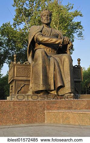 Stock Photography - Amir Timur, Temur, Tamerlane Monument, statue in Samarkand, Silk Road, Uzbekistan, Central Asia, Asia. Fotosearch