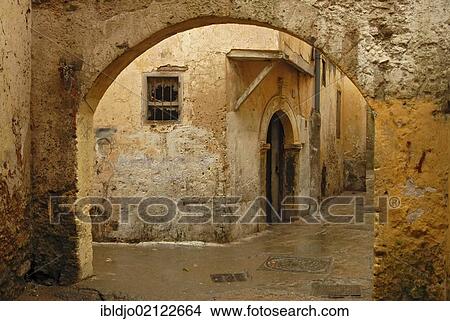 An arch and facades in the Cité Portugaise of El Jadida, UNESCO World Heritage Site, Doukkala-Abda, Morocco, Africa View Large Photo Image Picture - An arch and facades in the Cité Portugaise of El Jadida, UNESCO World Heritage Site, Doukkala-Abda, Morocco, Africa. Fotosearch