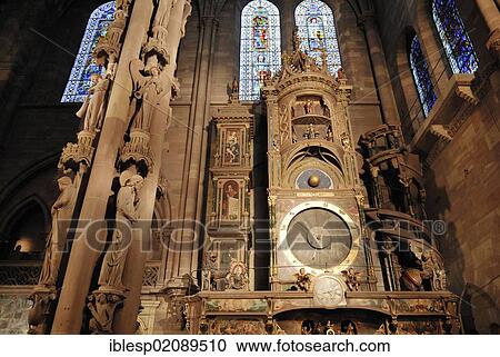 Stock Image - Astronomical clock inside Strasbourg Cathedral, Strasbourg, Alsace, France, Europe. Fotosearch
