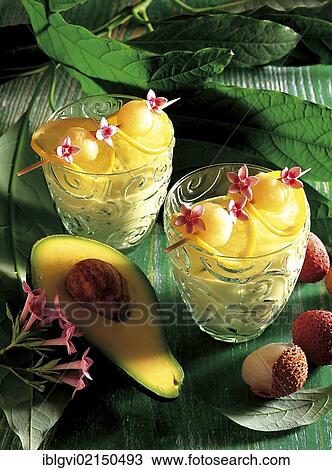 Stock Image - Avocado Dream, avocado milk, white rum, coconut cream, Indonesia, Asia. Fotosearch