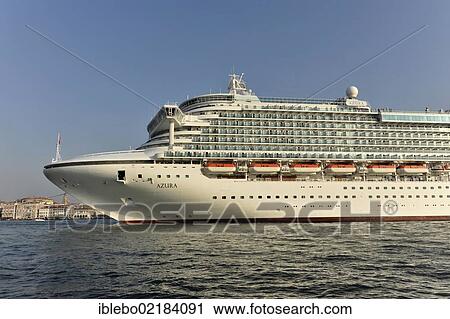Stock Image - Azura, cruise ship, built in 2010, 290m, 3100 passengers, arriving in the port of Venice, Veneto, Italy, Europe. Fotosearch