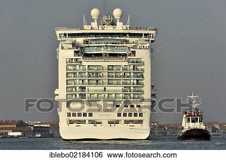 Stock Photograph - Azura, cruise ship, built in 2010, 290m, 3100 passengers, arriving in the port of Venice, Veneto, Italy, Europe. Fotosearch