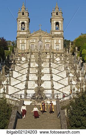 Stock Image - Baroque stairs, Bom Jesus do Monte Sanctuary, Braga, Minho, Portugal, Europe. Fotosearch