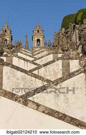 Stock Image - Baroque stairs, Bom Jesus do Monte Sanctuary, Braga, Minho, Portugal, Europe. Fotosearch