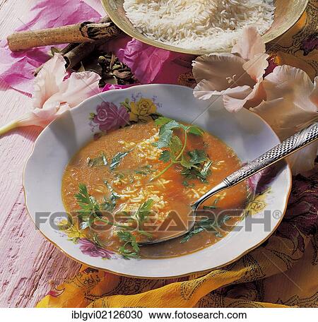 Basmati rice soup with coriander, India, Asia View Large Photo Image Stock Image - Basmati rice soup with coriander, India, Asia. Fotosearch