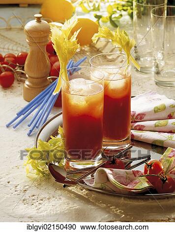 Stock Image - Bloody Mary, vodka, tomato juice, spicy seasoned, USA, North America. Fotosearch