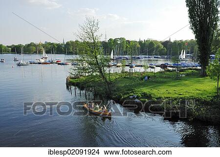 Boats on the Alster river, Hamburg, Germany, Europe, PublicGround, Europe View Large Photo Image Picture - Boats on the Alster river, Hamburg, Germany, Europe, PublicGround, Europe. Fotosearch