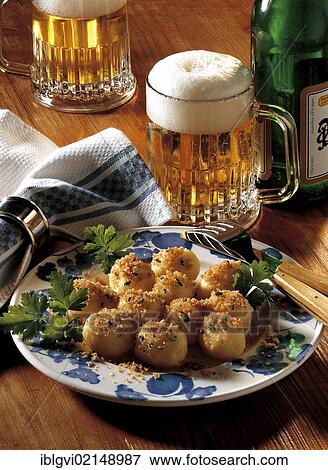 Stock Photo - Bohemian semolina dumplings with buttered breadcrumbs, Czech Republic, recipe available for a fee, Europe. Fotosearch