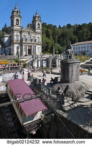 Stock Image - Bom Jesus do Monte Sanctuary and funicular, Braga, Minho, Portugal, Europe. Fotosearch