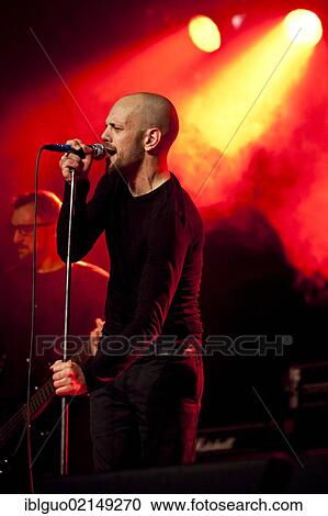 Stock Image - Boris Pillmann, singer and frontman of the German band Sep7ember, performing live in the Schueuer concert hall, Lucerne, Switzerland, Europe. Fotosearch