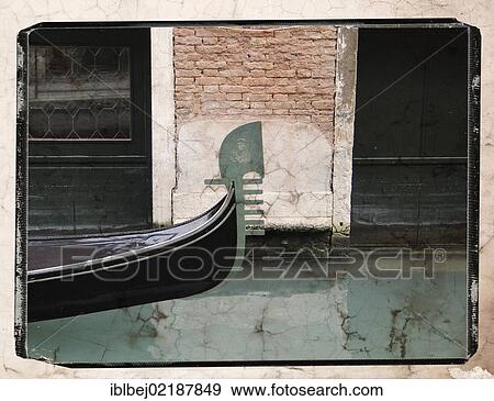 Bow of a gondola, vintage look, Venice, Italy, Europe View Large Photo Image Stock Photo - Bow of a gondola, vintage look, Venice, Italy, Europe. Fotosearch