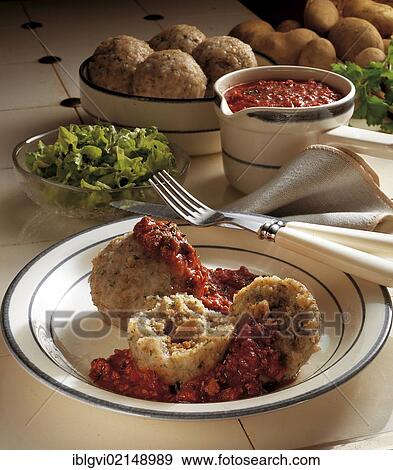 Bread dumplings with bacon, Germany, Europe View Large Photo Image Stock Photo - Bread dumplings with bacon, Germany, Europe. Fotosearch