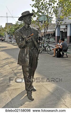 Stock Photo - Bronze statue of Benny Moré, Cienfuegos, Cuban singer, 1919 - 1963, Cienfuegos, Cuba, Greater Antilles, Caribbean, Central America, America, North America. Fotosearch