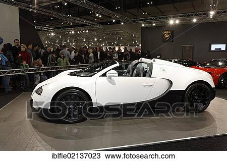 Stock Image - Bugatti Veyron Grand Sport on display at the Vienna Auto Show 2012, car show, Vienna, Austria, Europe. Fotosearch