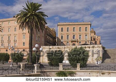 Stock Image - Buildings on the Bastion of San Remi, Cagliari, Sardinia, Italy, Europe. Fotosearch