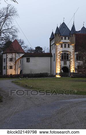 Stock Photo - Burg Jagsthausen Castle, also called Goetzenburg Castle, Jagsthausen, Hohenlohe, Baden-Wuerttemberg, Germany, Europe, PublicGround, Europe. Fotosearch