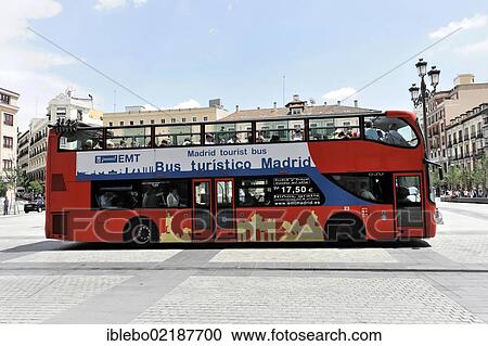 Stock Image - Bus turistico Madrid, tourist bus, Madrid, Spain, Europe. Fotosearch